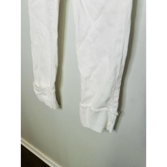 7 FOR ALL MANKIND White Cotton Blend Cuffed Hems Logan Straight Leg Jeans 25 - Picture 6 of 16